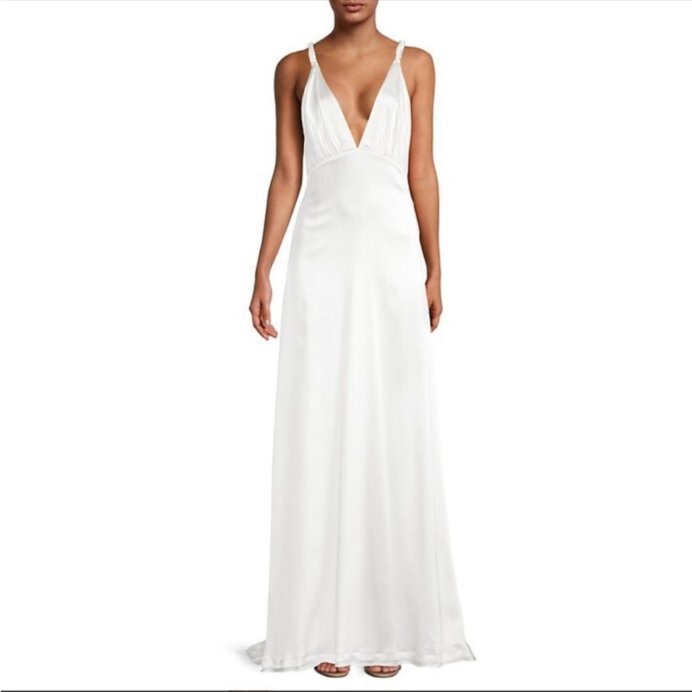 Jonathan Simkhai Plunging A-line White Silk Gown